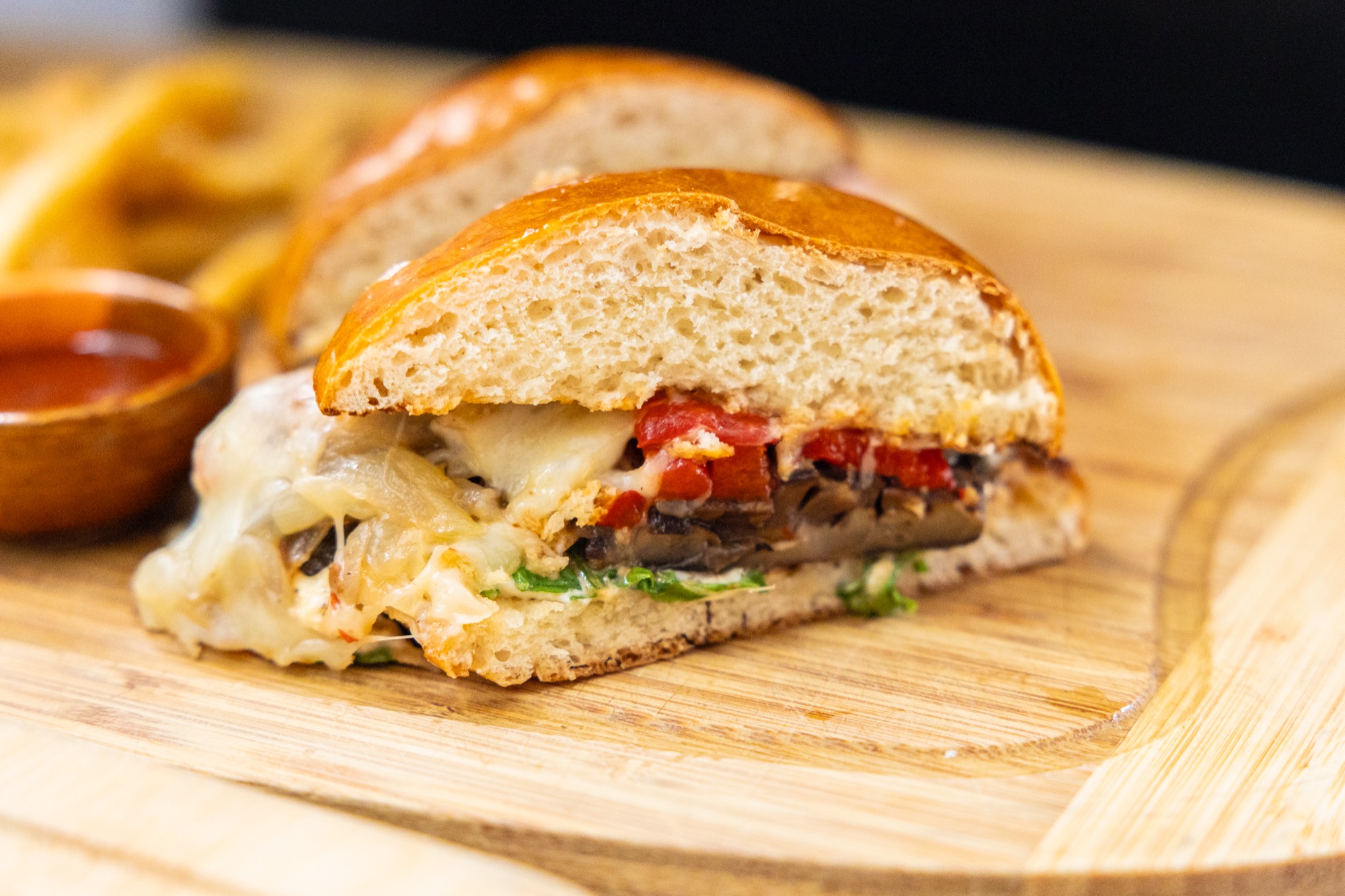 Portobello sandwich opened up